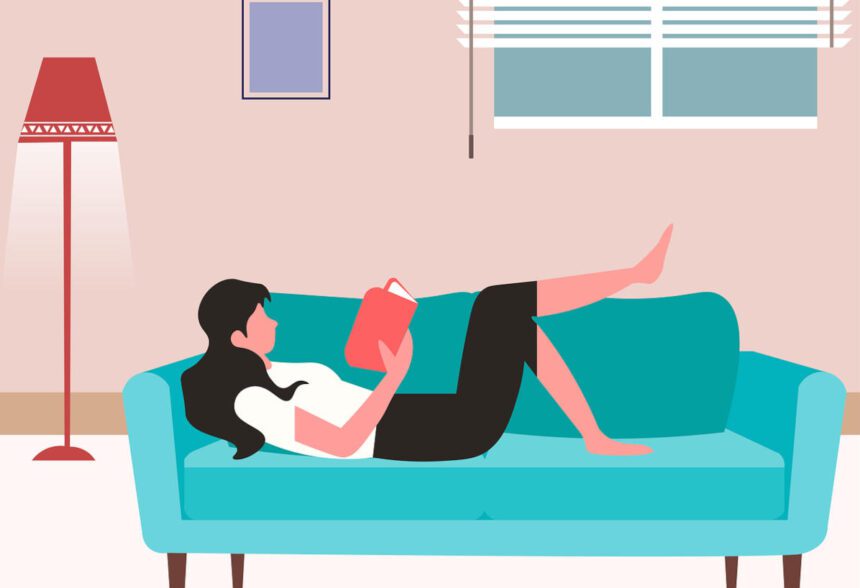 girl lying on a sofa reading a book, blog post image for mother's day post on read2write