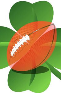 saint patrick's day blog post on read2write shows rugby ball on clover leaf image